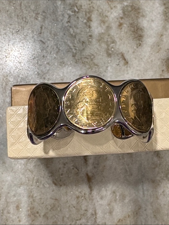Accessories - Gold-Tone Coin Accent Cuff Bracelet - Women's Accessory